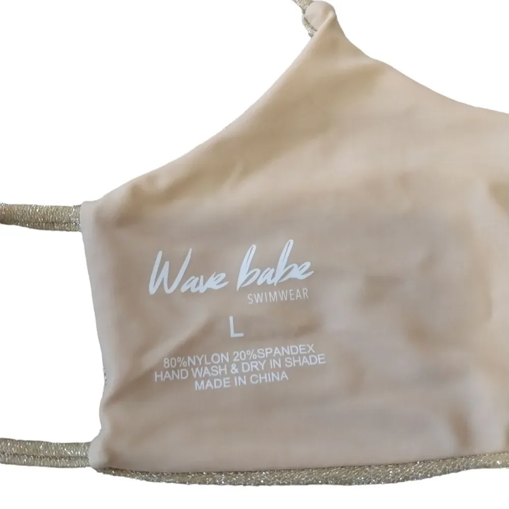 NWT Wave Babe Metallic Hi Waist Bikini Set